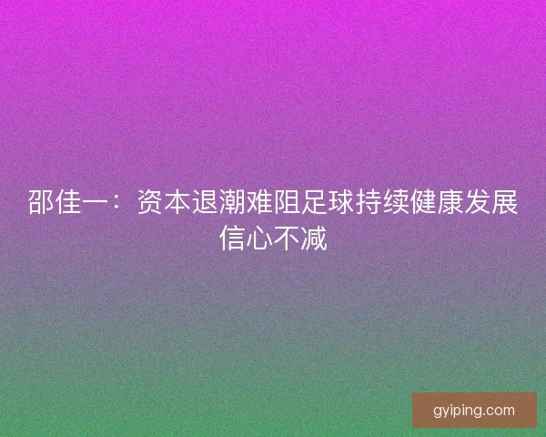邵佳一：资本退潮难阻足球持续健康发展信心不减